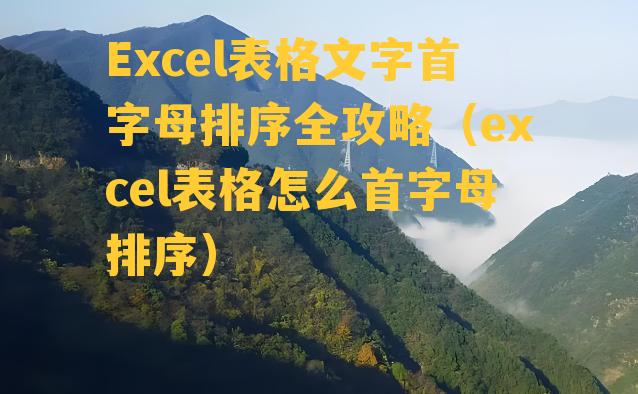 Excel表格文字首字母排序全攻略（excel表格怎么首字母排序）