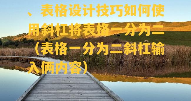 、表格设计技巧如何使用斜杠将表格一分为二（表格一分为二斜杠输入俩内容）