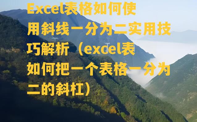 Excel表格如何使用斜线一分为二实用技巧解析（excel表如何把一个表格一分为二的斜杠）