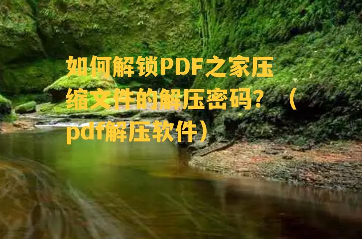 如何解锁PDF之家压缩文件的解压密码？（pdf解压软件）