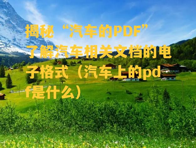 揭秘“汽车的PDF”了解汽车相关文档的电子格式（汽车上的pdf是什么）