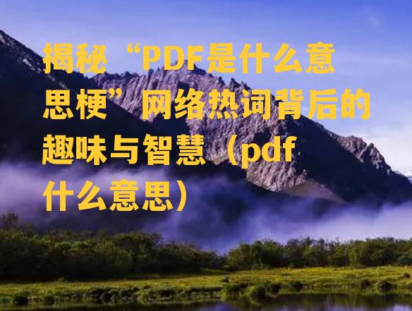 揭秘“PDF是什么意思梗”网络热词背后的趣味与智慧（pdf 什么意思）