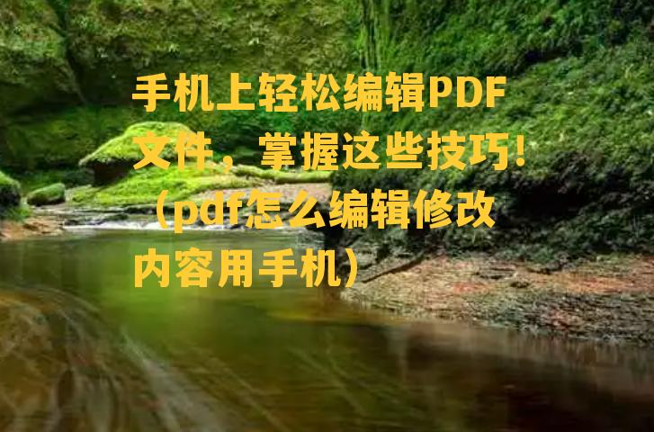 手机上轻松编辑PDF文件，掌握这些技巧！（pdf怎么编辑修改内容用手机）