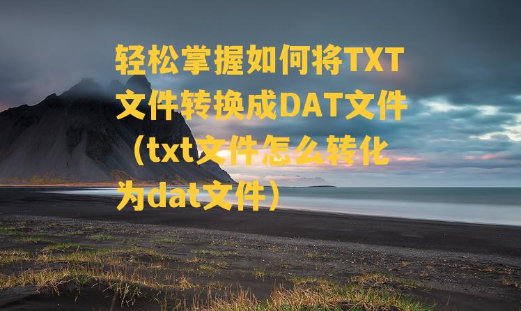 轻松掌握如何将TXT文件转换成DAT文件（txt文件怎么转化为dat文件）