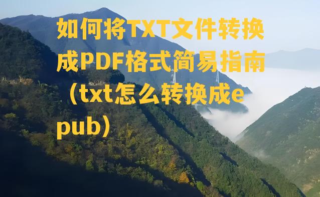 如何将TXT文件转换成PDF格式简易指南（txt怎么转换成epub）