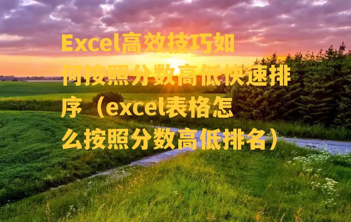 Excel高效技巧如何按照分数高低快速排序（excel表格怎么按照分数高低排名）