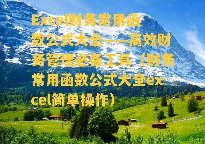 Excel财务常用函数公式大全——高效财务管理必备工具（财务常用函数公式大全excel简单操作）