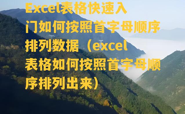 Excel表格快速入门如何按照首字母顺序排列数据（excel表格如何按照首字母顺序排列出来）