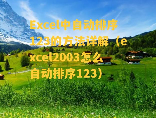 Excel中自动排序123的方法详解（excel2003怎么自动排序123）