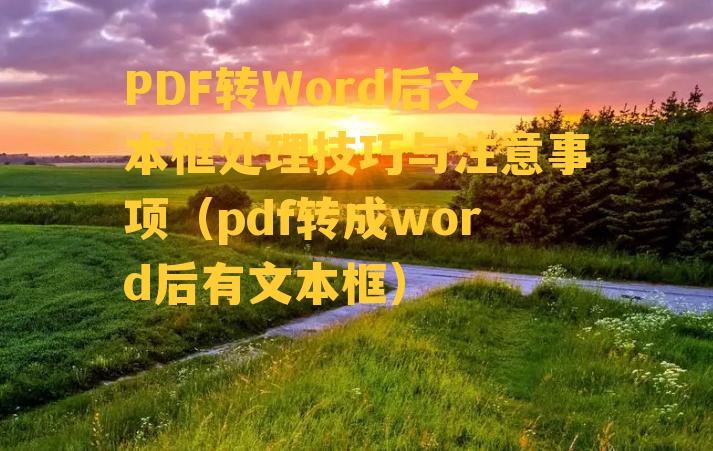 PDF转Word后文本框处理技巧与注意事项（pdf转成word后有文本框）