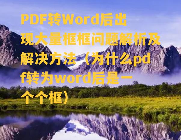 PDF转Word后出现大量框框问题解析及解决方法（为什么pdf转为word后是一个个框）