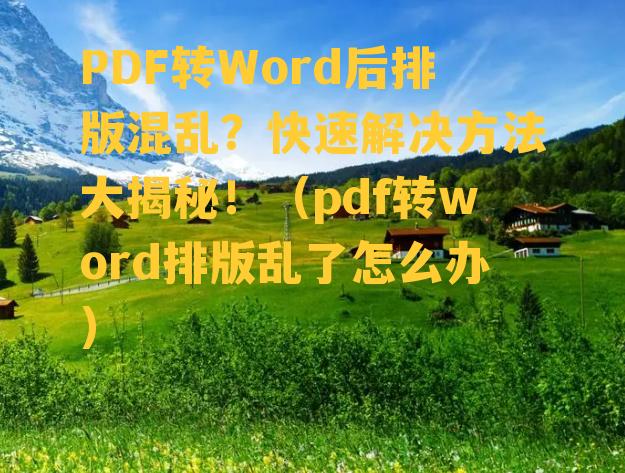 PDF转Word后排版混乱？快速解决方法大揭秘！（pdf转word排版乱了怎么办）