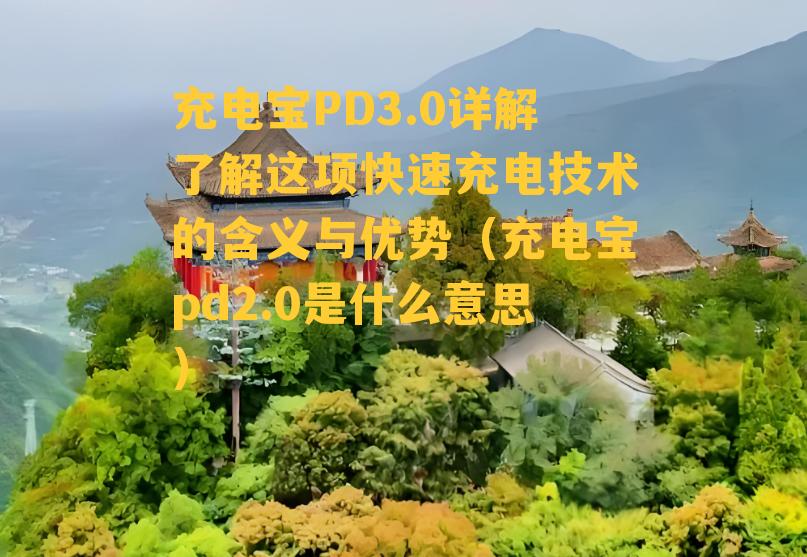 充电宝PD3.0详解了解这项快速充电技术的含义与优势（充电宝pd2.0是什么意思）