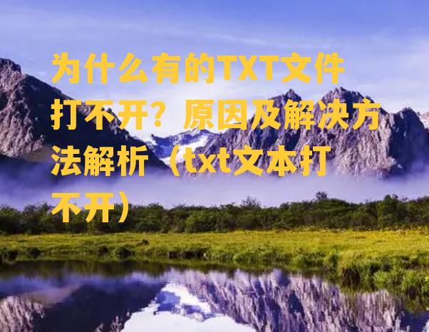 为什么有的TXT文件打不开？原因及解决方法解析（txt文本打不开）