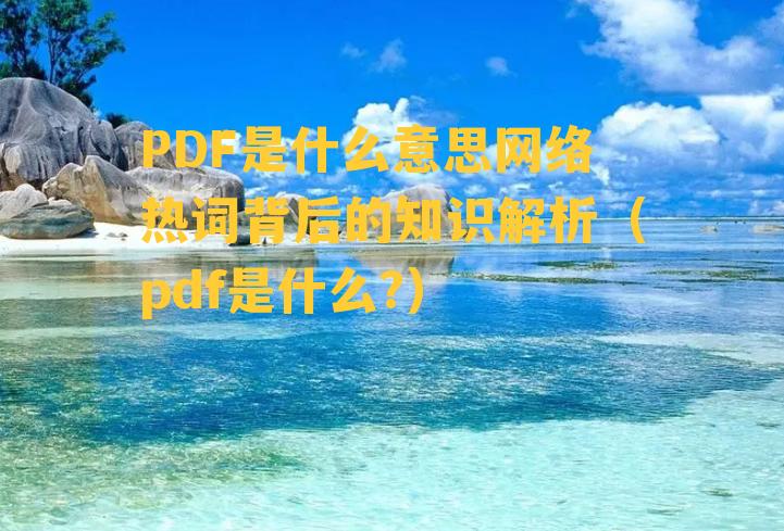 PDF是什么意思网络热词背后的知识解析（pdf是什么?）