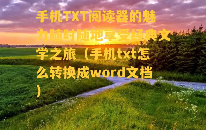 手机TXT阅读器的魅力随时随地享受经典文学之旅（手机txt怎么转换成word文档）