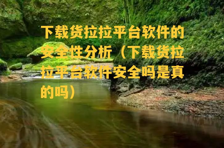 下载货拉拉平台软件的安全性分析（下载货拉拉平台软件安全吗是真的吗）