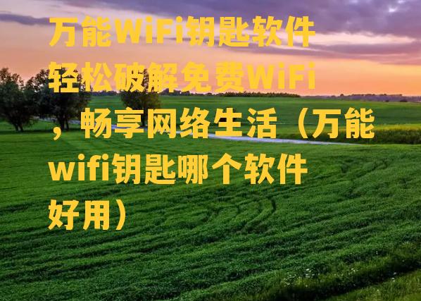 万能WiFi钥匙软件轻松破解免费WiFi，畅享网络生活（万能wifi钥匙哪个软件好用）