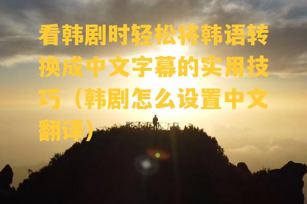 看韩剧时轻松将韩语转换成中文字幕的实用技巧（韩剧怎么设置中文翻译）