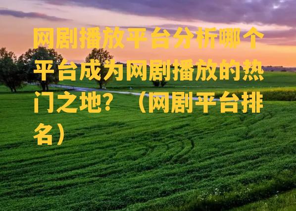 网剧播放平台分析哪个平台成为网剧播放的热门之地？（网剧平台排名）