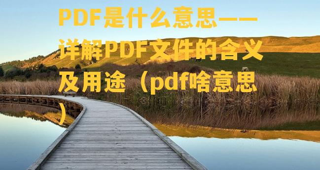 PDF是什么意思——详解PDF文件的含义及用途（pdf啥意思）