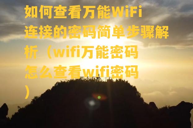 如何查看万能WiFi连接的密码简单步骤解析（wifi万能密码怎么查看wifi密码）