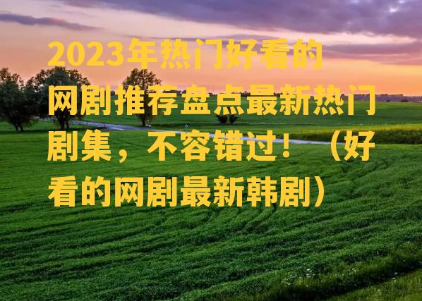 2023年热门好看的网剧推荐盘点最新热门剧集，不容错过！（好看的网剧最新韩剧）