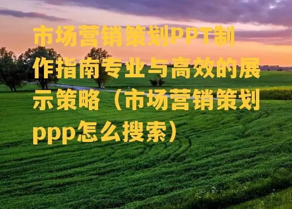 市场营销策划PPT制作指南专业与高效的展示策略（市场营销策划ppp怎么搜索）