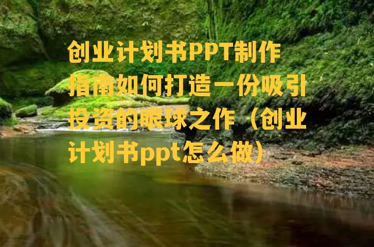 创业计划书PPT制作指南如何打造一份吸引投资的眼球之作（创业计划书ppt怎么做）